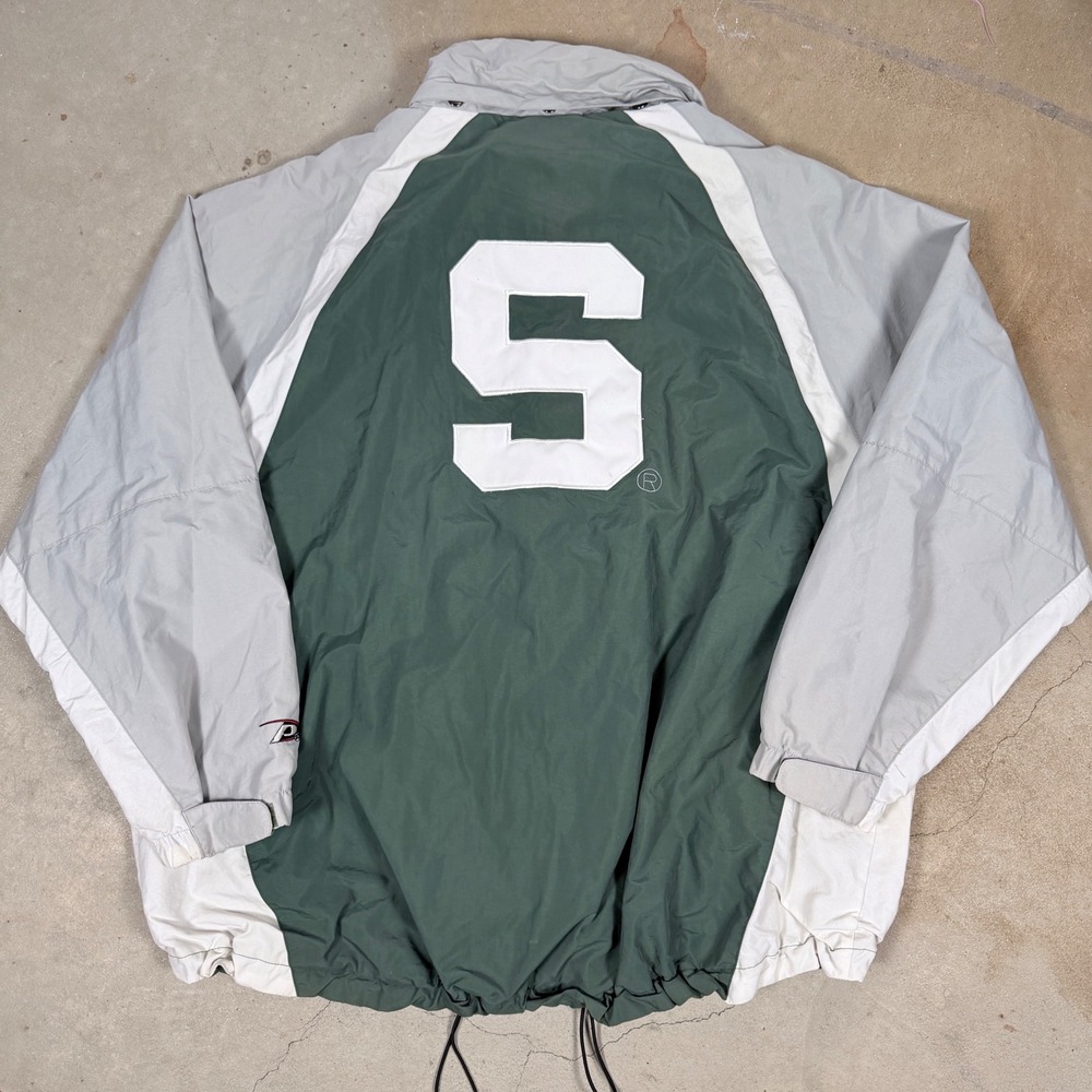 Michigan‎ State Spartans Pro Player Jacket Mens 2XL Green Gray  Spellout